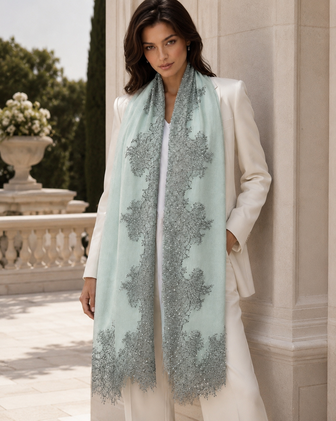 Sciarpa Dusky Lace con Perline