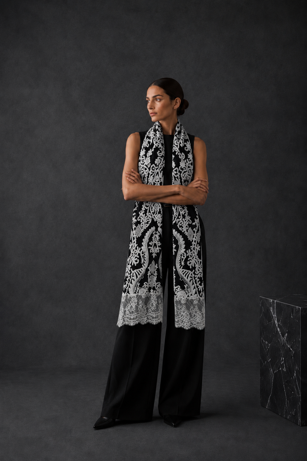 Sciarpa Rococo Reve con Pizzo