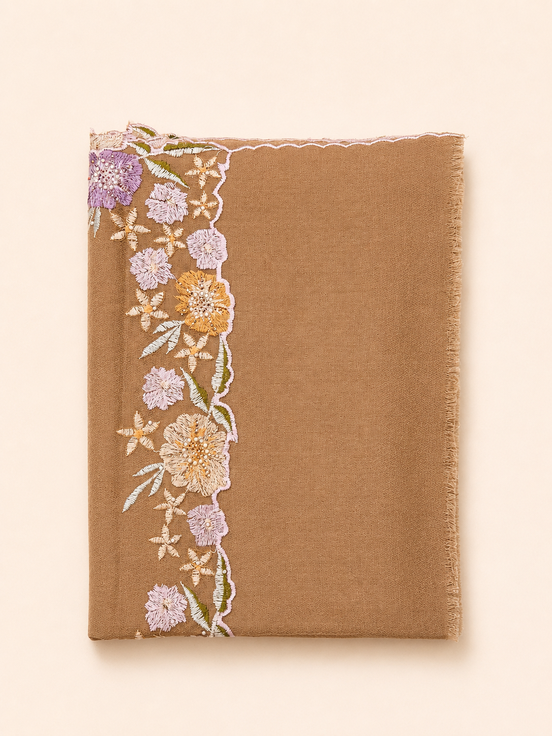 Sciarpa Floral Frame ricamo bordo