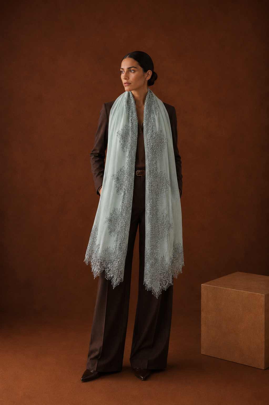Sciarpa Dusky Lace con Perline