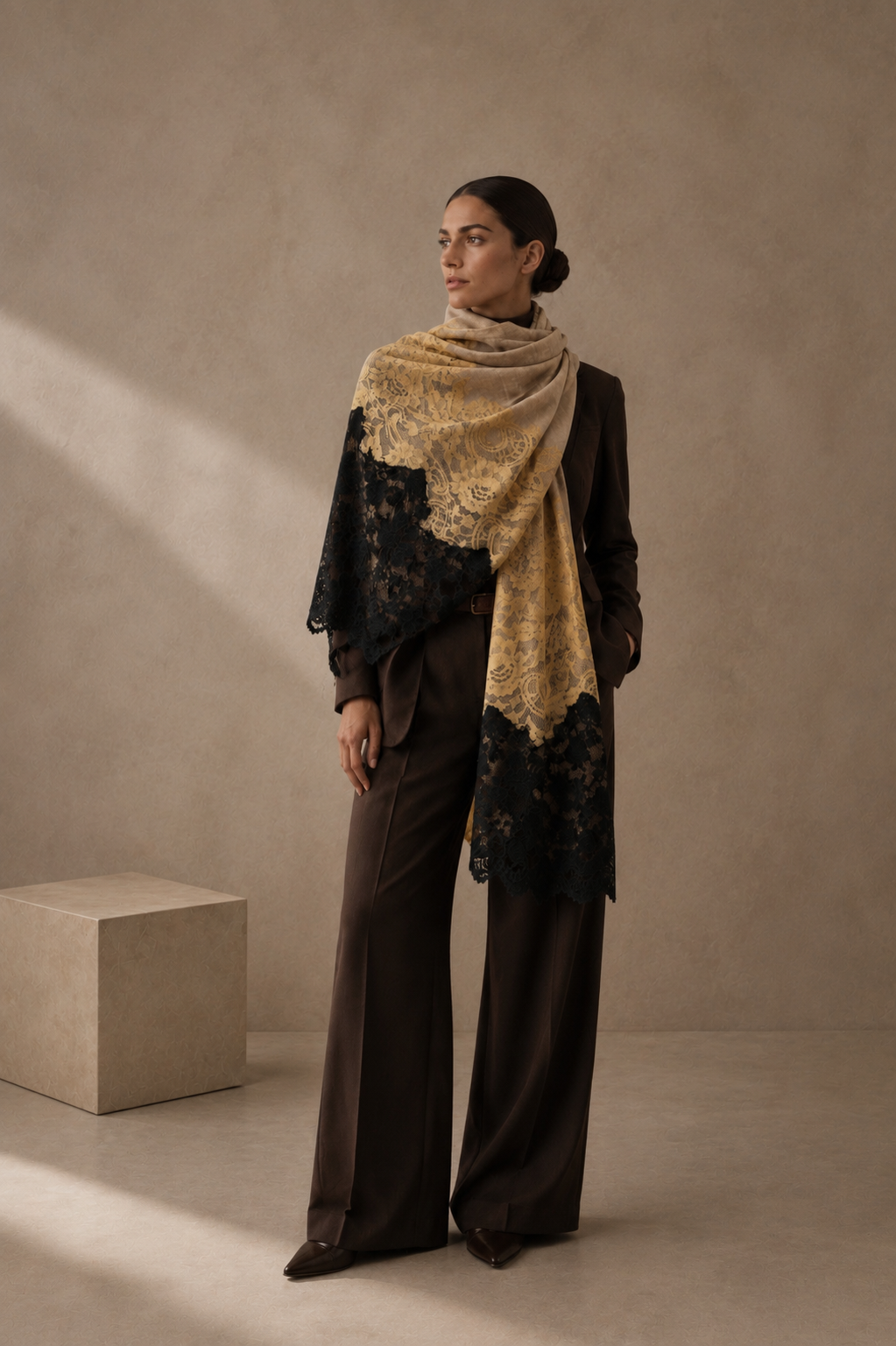 Sciarpa Dentelle Lumière con Pizzo in Lurex