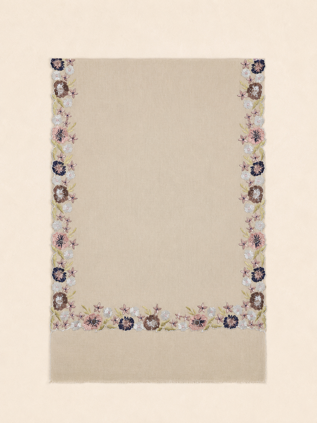 Sciarpa Floral Frame ricamo bordo