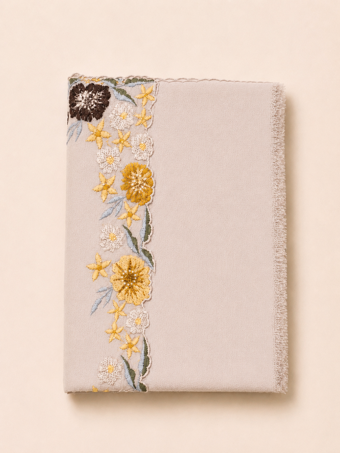 Sciarpa Floral Frame ricamo bordo