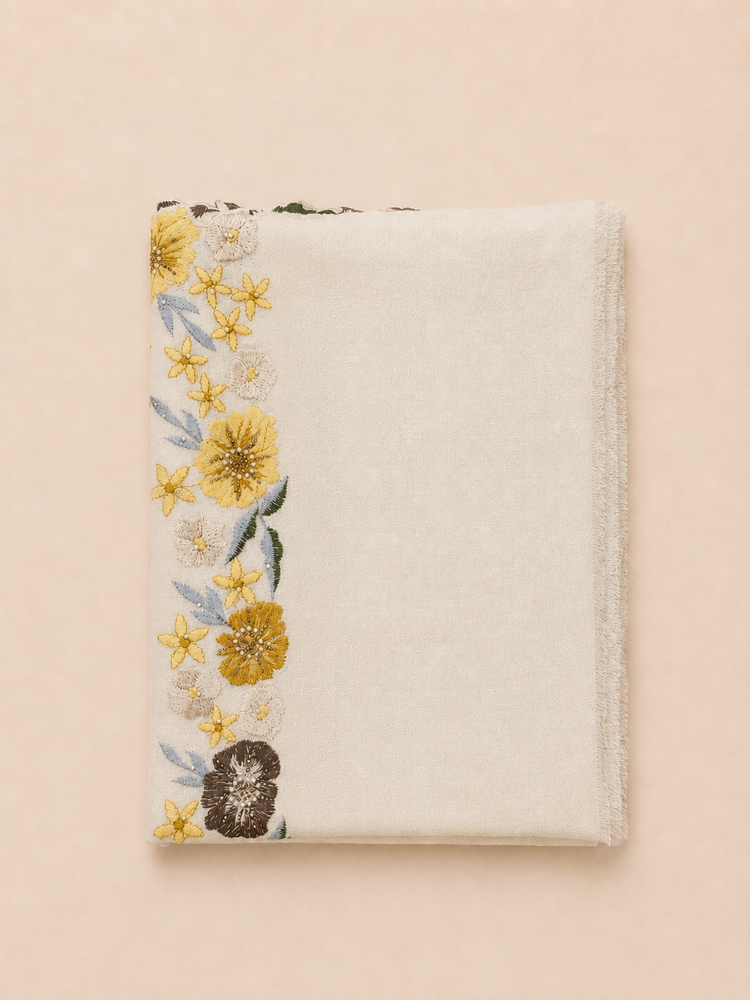 Sciarpa Floral Frame ricamo bordo
