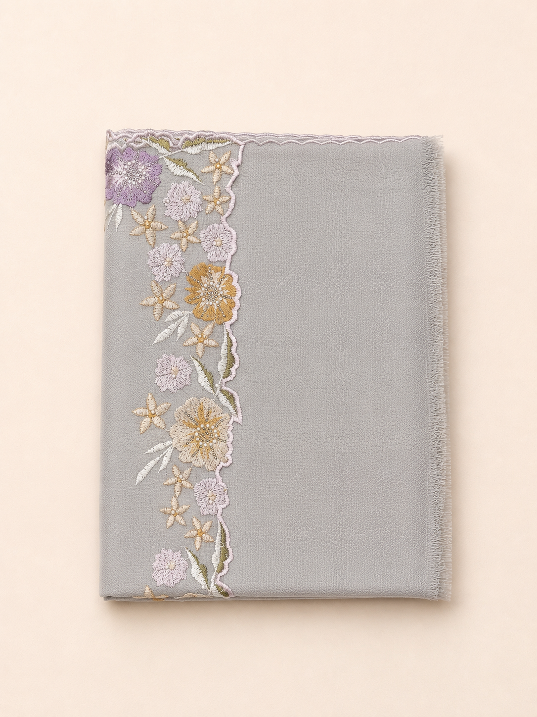 Sciarpa Floral Frame ricamo bordo