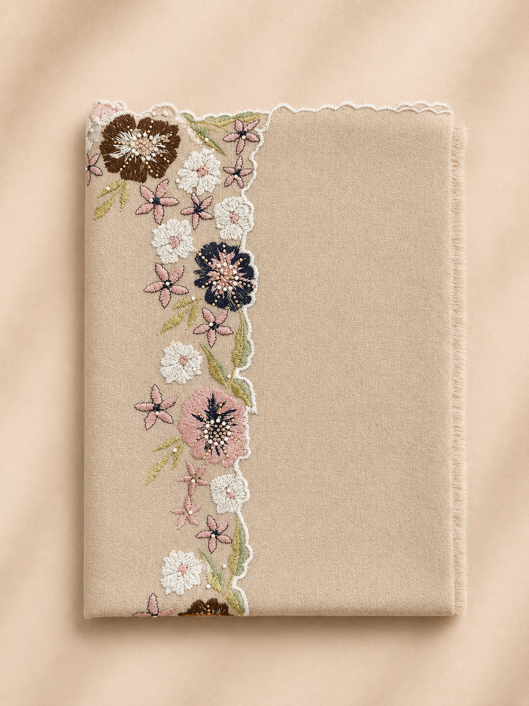 Sciarpa Floral Frame ricamo bordo