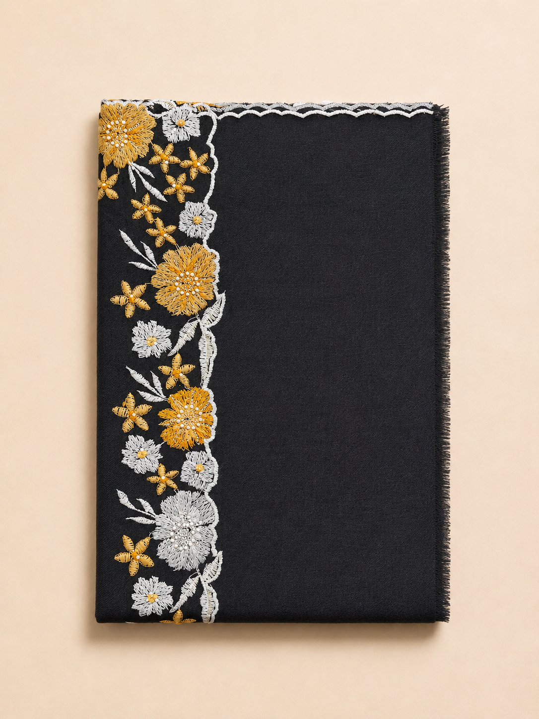 Sciarpa Floral Frame ricamo bordo